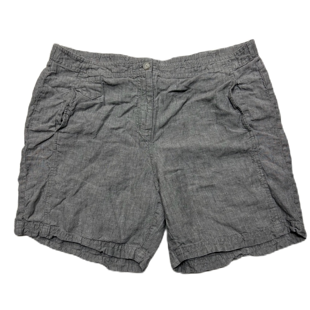 J. Jill Shorts Womens Size 18 High Rise Love 100% Linen Grey Classic Mature
